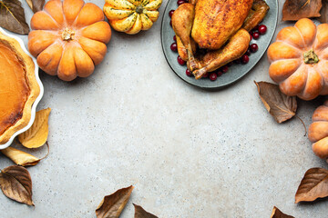 Thanksgiving dinner concept with blank space for a text