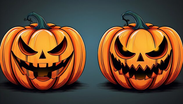  Vector icons of terrifying lantern faces and creepy silhouettes set in isolated, transparen_1(1797)