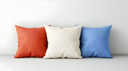 Three Pillows in Different Colors: A Mockup