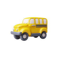 Vector 3d illustration of yellow school bus on isolated white background.