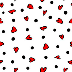 Seamless heart background. hand drawing. Not AI, Vector illustration.