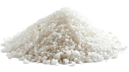 Pile Of Salt. Heap of Sea Salt Isolated on White Background, Healthy Mineral Ingredient Concept