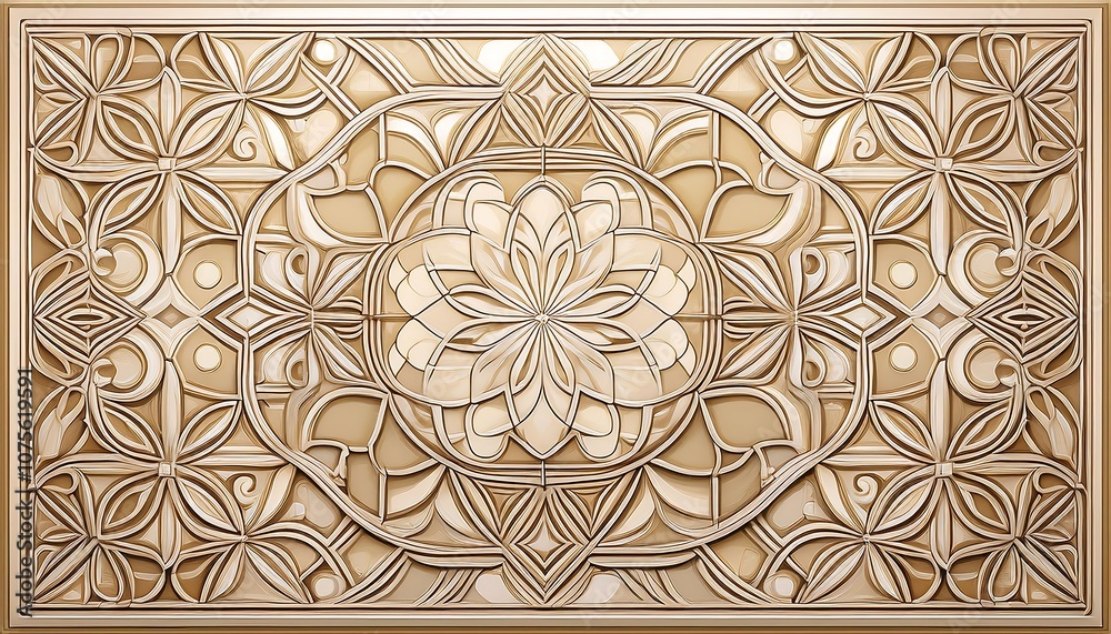 Poster this design features a beige oriental pattern with repeated geometric arabesque motif and t_1(1751)