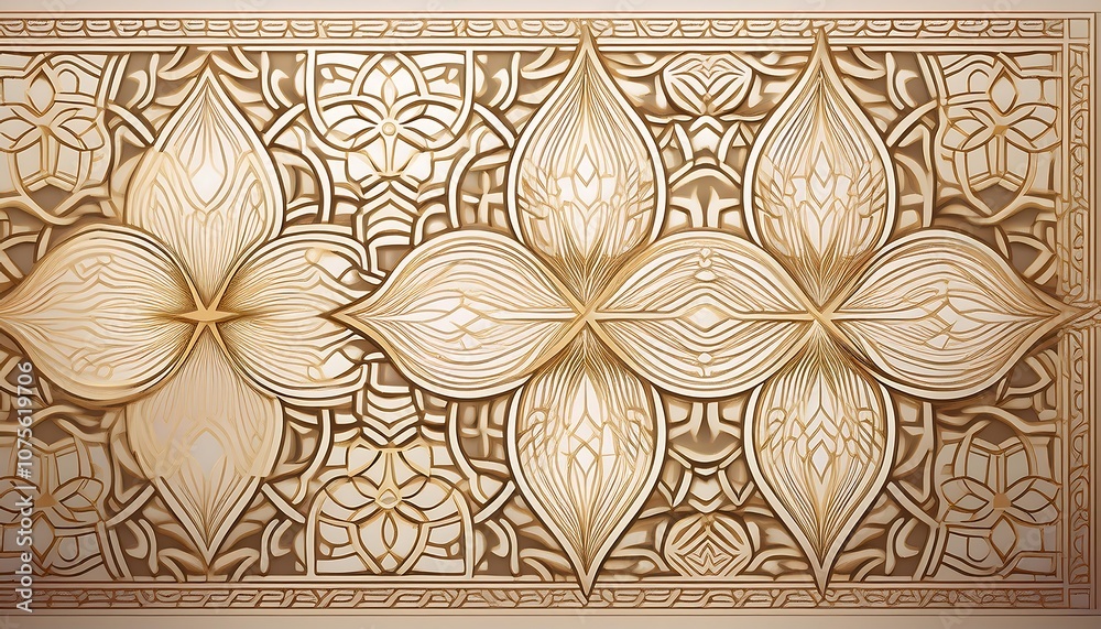 Aufkleber  This design features a beige Oriental pattern with repeated geometric arabesque motif and t_1(1752)