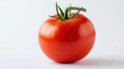 Fresh red tomato on a light background showing natural shine and vibrant color, perfect for culinary uses or healthy snacking