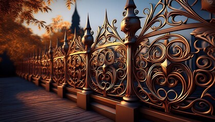  The fence features an intricate wrought iron texture with ornate patterns and detailed _1(1733)