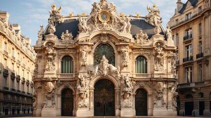 Fototapeta premium Exquisite architectural features of building facade highlighting ornate design and artistry