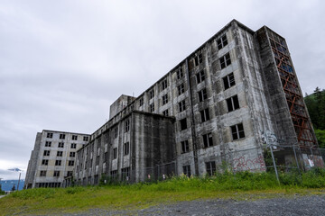 Abandoned industrial building in derelict state