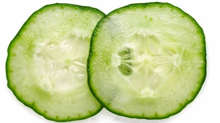 Cucumber slices on white background