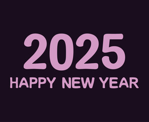 2025 Happy New Year Typography Purple Abstract Design Vector Illustration