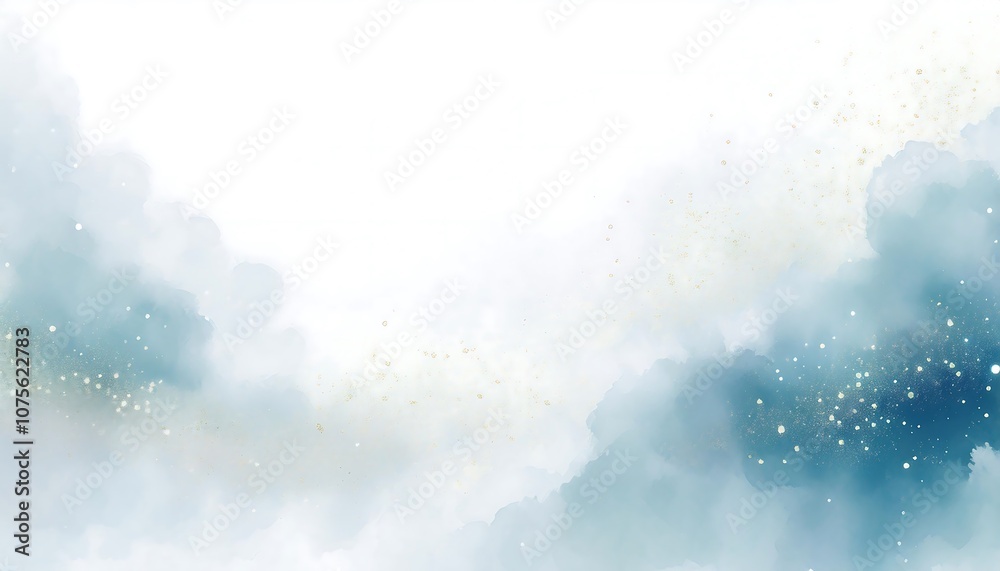 Poster  Simple, minimalist design features an abstract white background with watercolor clouds and _1(1643)