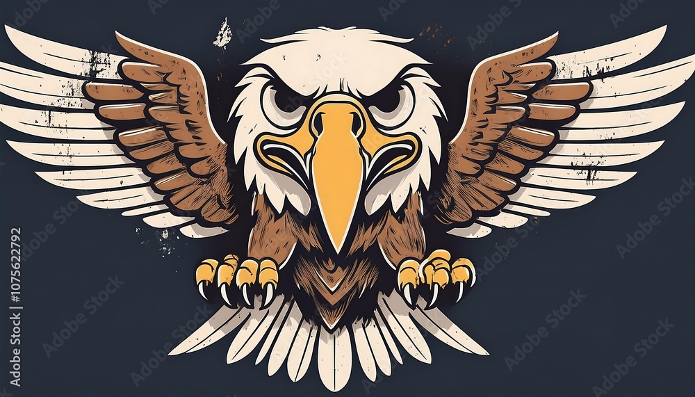 Poster simple vector eagle design with flat style and solid background for a cute kawaii grung_1(1638)