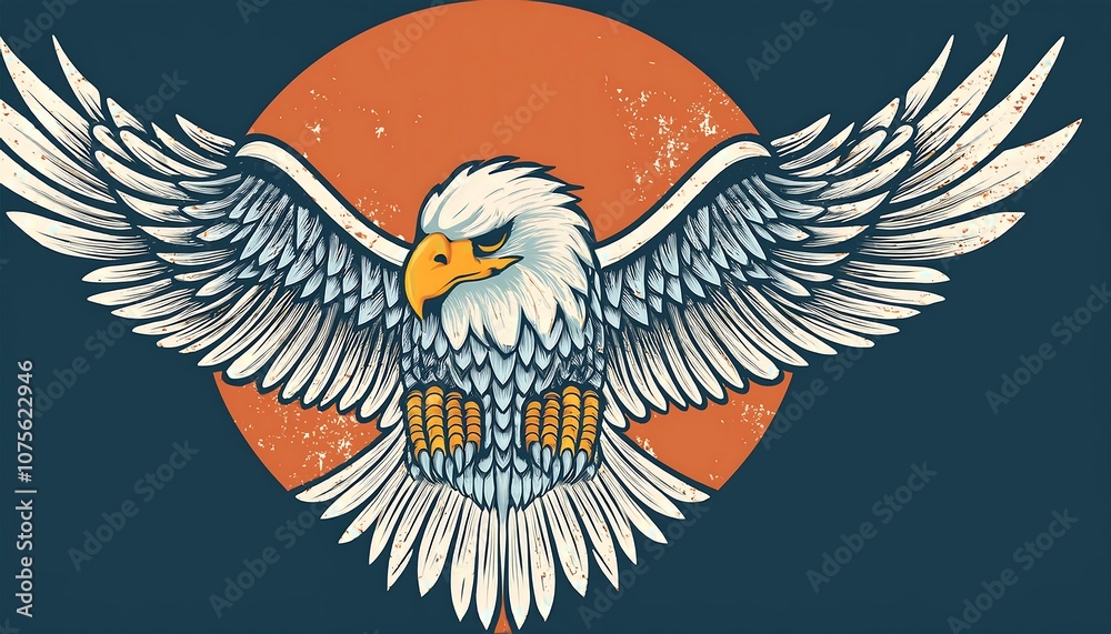 Poster simple vector eagle design with flat style and solid background for a cute kawaii grunge di_1(1637)