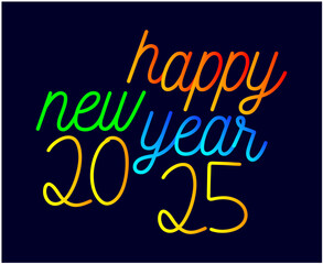 Happy New Year 2025 Multicolor Typography Design Abstract Vector Illustration