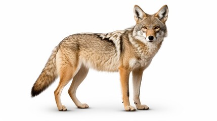 Obraz premium Realistic png of an alert coyote in a natural setting for seamless design integration projects