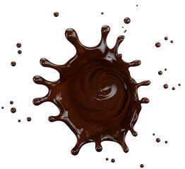chocolate splash isolated on white background. 3d render