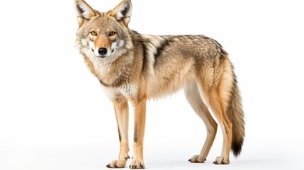 Fototapeta premium Realistic png of alert coyote with background for seamless integration into design projects