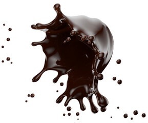 chocolate splash isolated on white background. 3d render