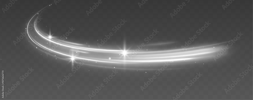 Aufkleber White shiny sparks of spiral wave. Imitation of the exit of cold air from the air conditioner. Vector illustration stream of fresh wind png.	