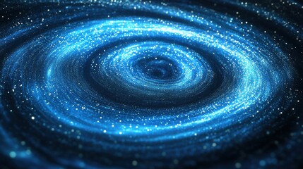A mesmerizing blue galaxy swirl filled with sparkling stars, creating a captivating cosmic scene.