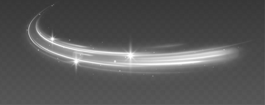 White shiny sparks of spiral wave. Imitation of the exit of cold air from the air conditioner. Vector illustration stream of fresh wind png.	