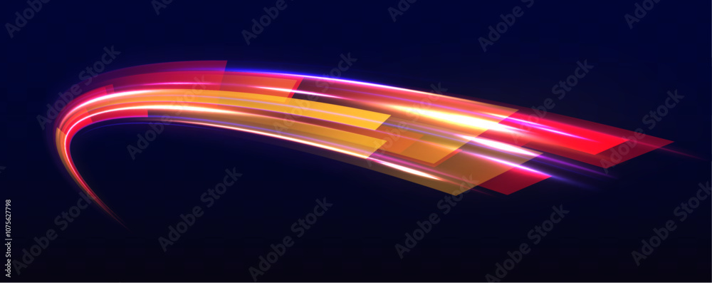 Aufkleber vector dark blue abstract background with ultraviolet neon glow, blurry light lines, waves. dynamic 