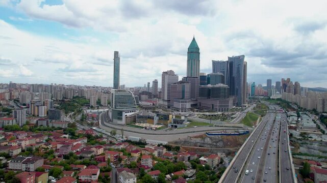 Istanbul Financial Center (IFC) in Atasehir, Istanbul, Turkey. Global financial services hub. Modern business center skyscrapers in Istanbul.