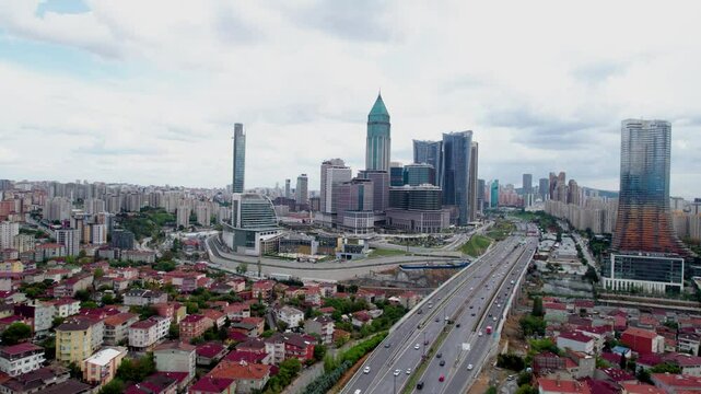 Istanbul Financial Center (IFC) in Atasehir, Istanbul, Turkey. Global financial services hub. Modern business center skyscrapers in Istanbul.