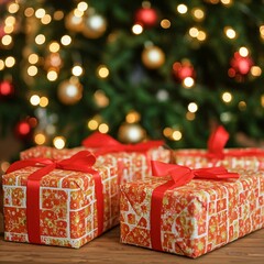 Christmas present festive wrapping holiday gifts photo asset