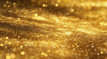 Naklejka premium Golden shimmering glitter creates a mesmerizing and luxurious background full of vibrant sparkles.
