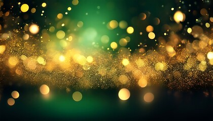  Golden abstract lights shine on dark backgrounds with green gold bokeh effect, evoking _1(1269)