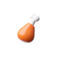 Vector 3d illustration of fried chicken leg with bone. Fast food.