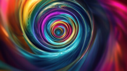 Swirling vibrant colors create a mesmerizing spiral, evoking a sense of cosmic energy and movement.