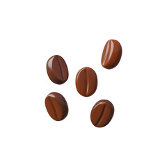 3D image of dark roasted coffee beans ideal for morning drinks. on a white background