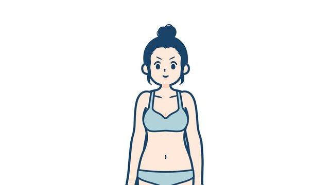 Underwear woman_Salute with a serious expression_with alpha channel