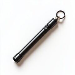 Black metal dog whistle on plain white background for canine training