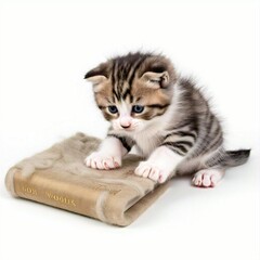 "Curious Kitten Playing with a Ball of Yarn"
