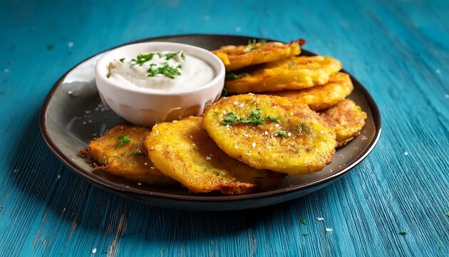  Cuban tostones are twice fried plantain slices served with a flavorful garlic dipping sauce_1(1096)