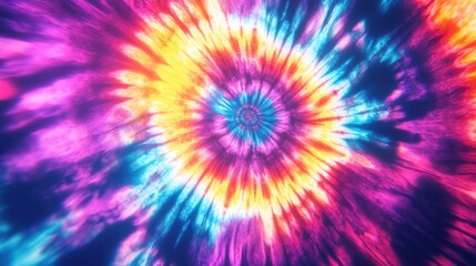 A vibrant and colorful tie-dye pattern radiating energy, featuring swirling hues of pink, blue, and orange.