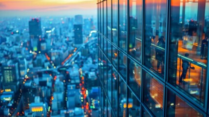 The observation deck offers a birds eye view of the bustling city below providing a unique perspective.