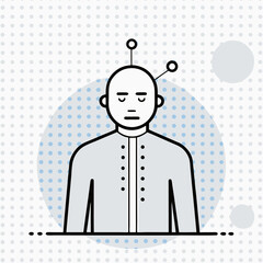 A man with a white shirt and a black hat is sitting in a circle. He is looking at the camera