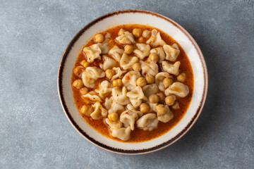 Traditional delicious Turkish food; ring soup (Turkish name; Yuksuk corbasi or yuzuk corbasi)