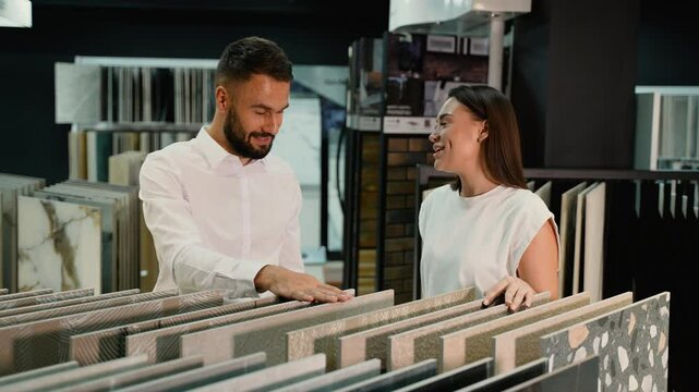 Customer Engages with Consultant Over Tile Selection Choices
