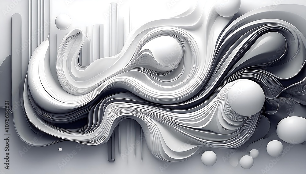 Poster  Abstract liquid shapes form a futuristic banner against a white background in various shade_1(798)