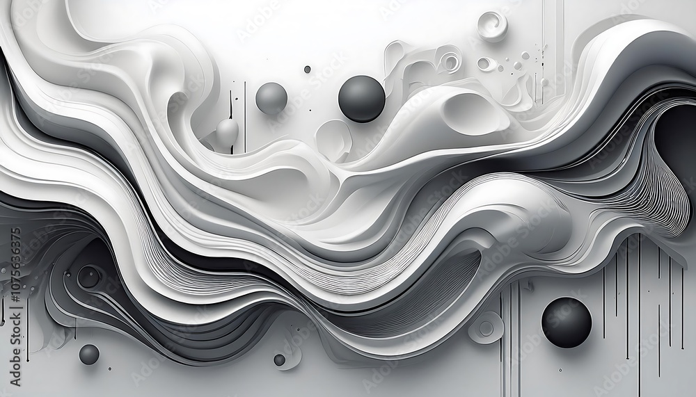 Poster  Abstract liquid shapes form a futuristic banner against a white background in various shade_1(797)