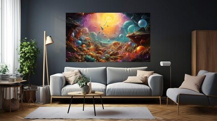 A photo of a handmade textile wall tapestry.