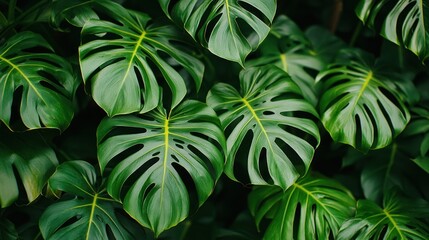 Lush green tropical leaves.