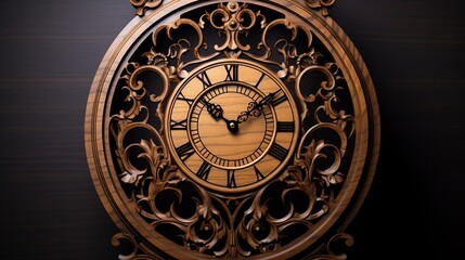 Fototapeta premium A photo of a handmade wooden wall clock.
