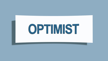 Optimist. A card isolated on blue background.
