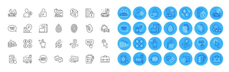 Charging parking, Charging station and Portfolio line icons pack. Device, Money loss, Podcast web icon. Survey checklist, Delivery report, Reject access pictogram. Fingerprint, Exhaust, Cursor. Vector